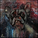 Ich sehe was was Du nicht siehst 2 Acryl Misch-Fließtechnik auf Leinwand; 30 x 30 cm;
